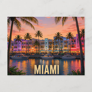 Miami Florida Tropisch Waterfront Reis Cadeau Briefkaart