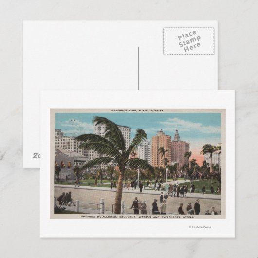 Miami, Florida - Uitzicht van Bayfront Park & Hote Briefkaart (Voorkant / Achterkant)