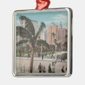 Miami, Florida - Uitzicht van Bayfront Park & Hote Metalen Ornament (Links)