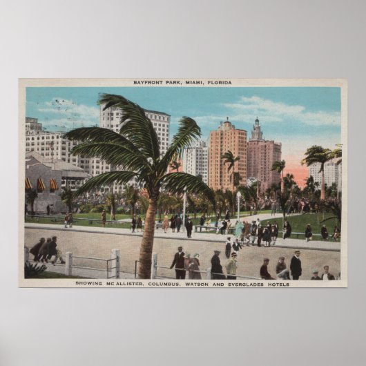 Miami, Florida - Uitzicht van Bayfront Park & Hote Poster (Voorkant)