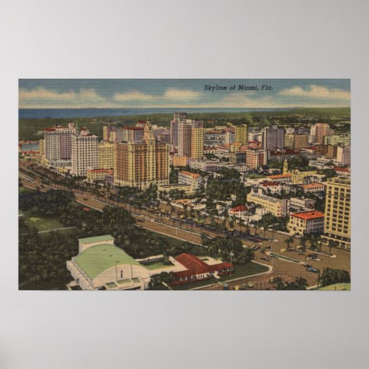 Miami, Florida - Uitzicht van de lucht in de binne Poster (Voorkant)