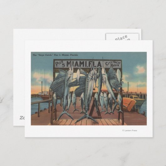 Miami, Florida - Uitzicht van Pier 5 met gevangen  Briefkaart (Voorkant / Achterkant)