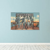 Miami, Florida - Uitzicht van Pier 5 met gevangen Canvas Afdruk (Insitu (Houten vloer))