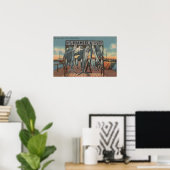 Miami, Florida - Uitzicht van Pier 5 met gevangen Poster (Thuiskantoor)