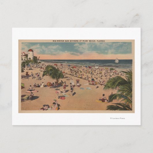 Miami, Florida - Uitzicht van Sunbathers in Miami Briefkaart (Voorkant)