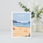 Miami Florida USA Beroemde Reisplaats Illustratie Briefkaart (Staand voorkant)