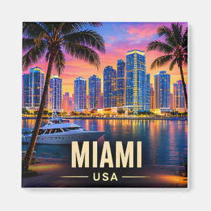 Miami Florida USA Silhouette Stranden Tropisch Nac Magneet