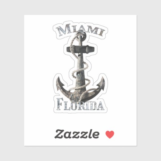 Miami Florida Vacation Nautical Anchor Sailing Sticker (Vel)