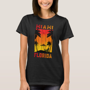 Miami Florida Vacation Retro Sunset Tropical Hawai T-shirt