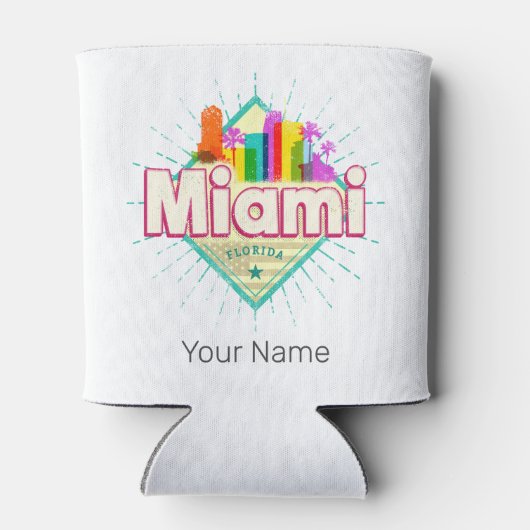 Miami Florida Verenigde Staten Retro Skyline  Blikjeskoeler (Achterkant)