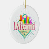 Miami Florida Verenigde Staten Retro Skyline  Keramisch Ornament (Rechts)