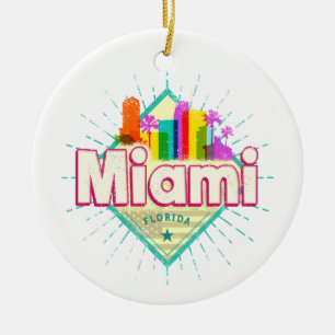 Miami Florida Verenigde Staten Retro Skyline  Keramisch Ornament