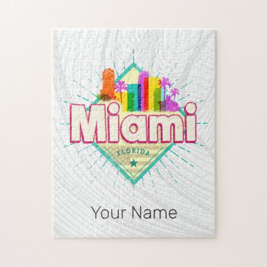 Miami Florida Verenigde Staten Retro Skyline Legpuzzel (Verticaal)