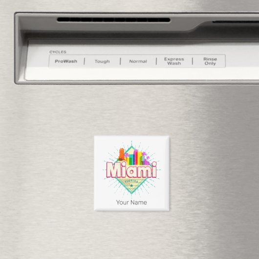 Miami Florida Verenigde Staten Retro Skyline  Magneet (Insitu (Vaatwasser))