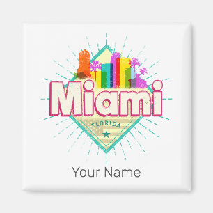 Miami Florida Verenigde Staten Retro Skyline  Magneet