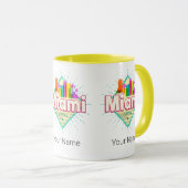 Miami Florida Verenigde Staten Retro Skyline  Mok (Voorkant rechts)