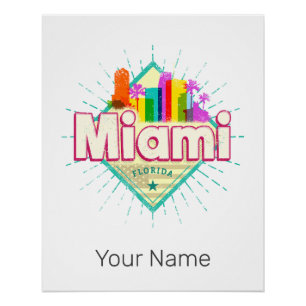 Miami Florida Verenigde Staten Retro Skyline  Perfect Poster