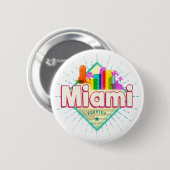 Miami Florida Verenigde Staten Retro Skyline  Ronde Button 5,7 Cm (Voorkant /achterkant)