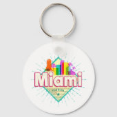 Miami Florida Verenigde Staten Retro Skyline  Sleutelhanger (Voorkant)