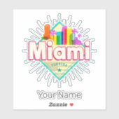 Miami Florida Verenigde Staten Retro Skyline Sticker (Vel)