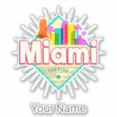Miami Florida Verenigde Staten Retro Skyline Sticker (Voorkant)