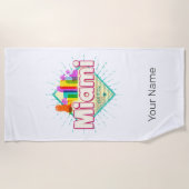 Miami Florida Verenigde Staten Retro Skyline  Strandlaken (Voorkant)