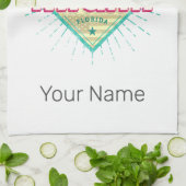 Miami Florida Verenigde Staten Retro Skyline Theedoek (Gevouwen)