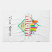 Miami Florida Verenigde Staten Retro Skyline Theedoek (Horizontaal)