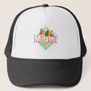 Miami Florida Verenigde Staten Retro Skyline  Trucker Pet