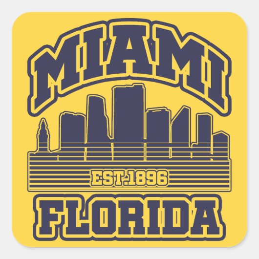 Miami, Florida Vierkante Sticker (Voorkant)