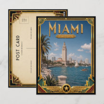 Miami Florida Vintage Art Deco Gouden Tijdperk