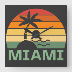 Miami Florida Vintage Palm Trees Zomerstrand Vierkante Klok