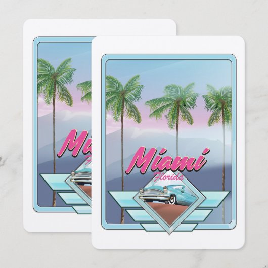 Miami Florida Vintage-poster (Voorkant / Achterkant)