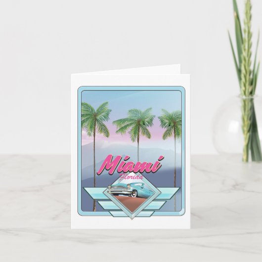 Miami Florida Vintage-poster Feestdagen Kaart (Voorkant)