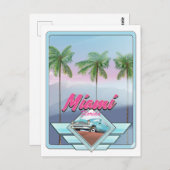 Miami Florida Vintage reisposter Briefkaart (Voorkant / Achterkant)