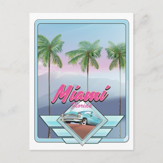 Miami Florida Vintage reisposter Briefkaart (Voorkant)