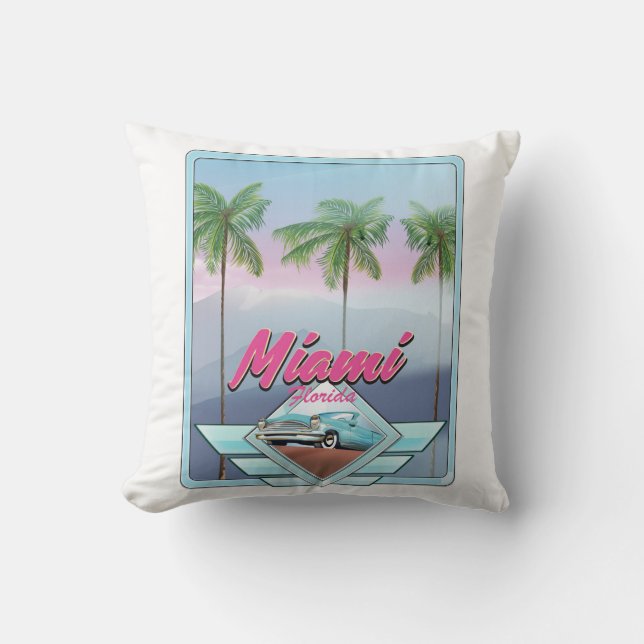 Miami Florida Vintage reisposter Kussen (Voorkant)