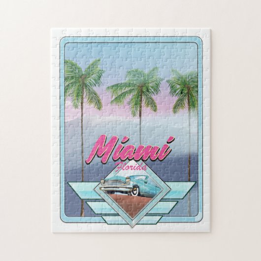 Miami Florida Vintage reisposter Legpuzzel (Verticaal)