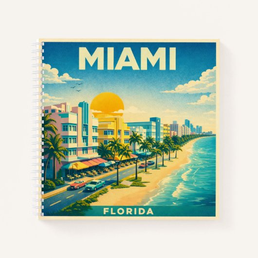 Miami Florida Vintage Reisposter Notitieboek (Voorkant)