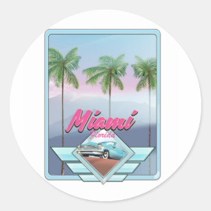 Miami Florida Vintage reisposter Ronde Sticker