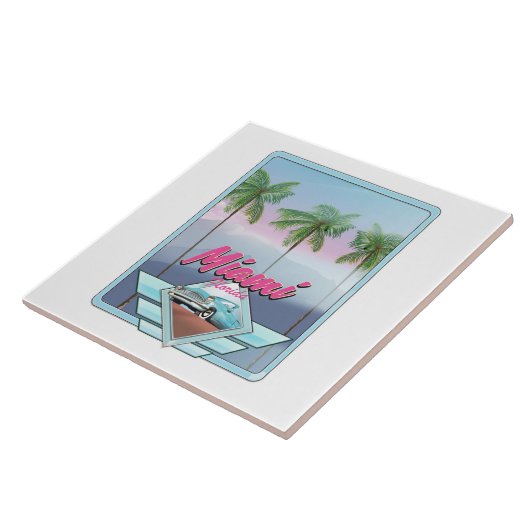 Miami Florida Vintage reisposter Tegeltje (Zijkant)