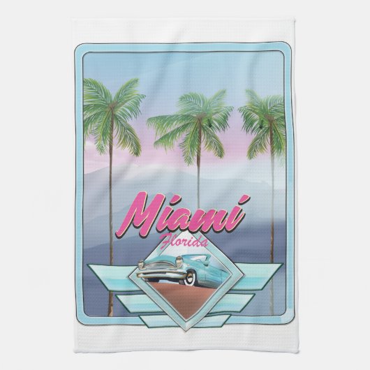 Miami Florida Vintage reisposter Theedoek (Verticaal)