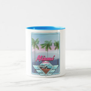 Miami Florida Vintage reisposter Tweekleurige Koffiemok