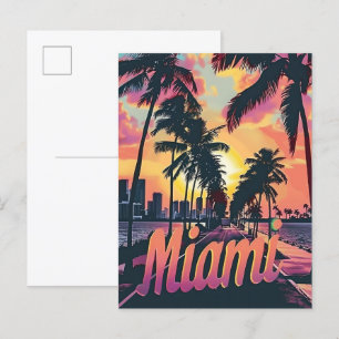Miami Florida Vintage Retro Reisillustratie Briefkaart