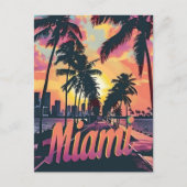 Miami Florida Vintage Retro Reisillustratie Briefkaart (Voorkant)