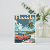 Miami Florida Vintage Travel Illustratie Briefkaart (Staand voorkant)