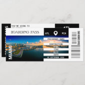 Miami Florida vliegtuig boarding pass weekend Kaart (Voorkant / Achterkant)