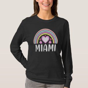 Miami Florida voor vrouwen regenboog harten T-shirt