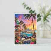 Miami Florida Waterfront Zonsondergang Briefkaart (Staand voorkant)
