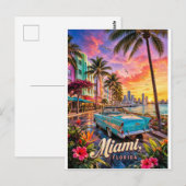 Miami Florida Waterfront Zonsondergang Briefkaart (Voorkant / Achterkant)